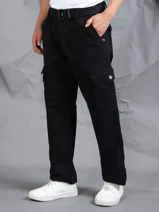 Men Black Cargo Pockets Pant