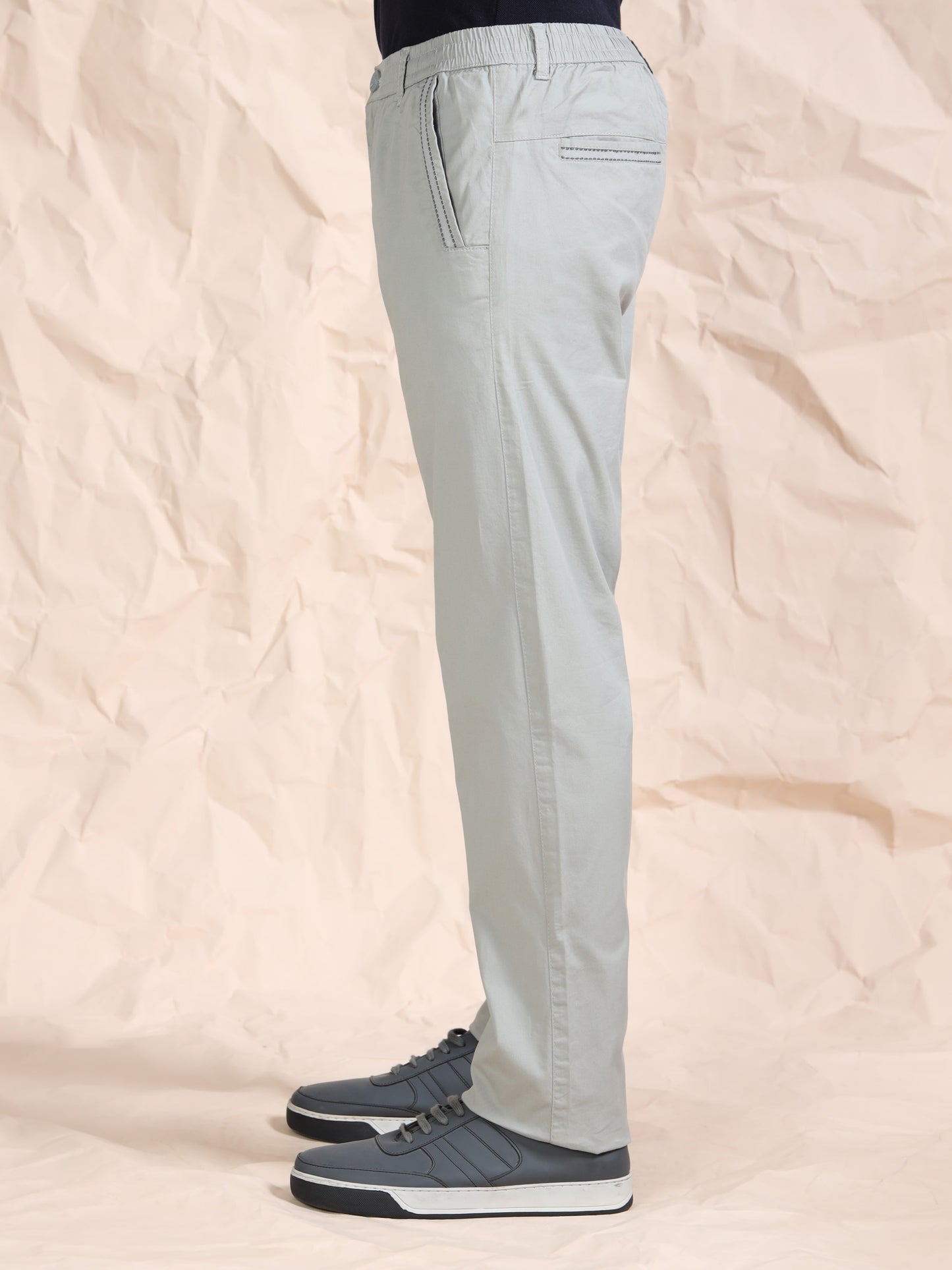 Cross Pocket Stretchable Grey Lounge Pants