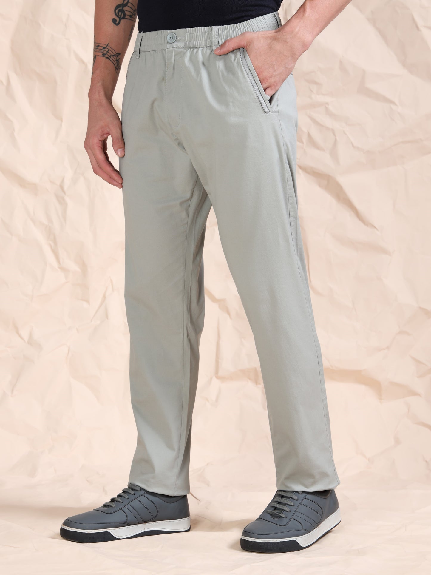 Cross Pocket Stretchable Grey Lounge Pants