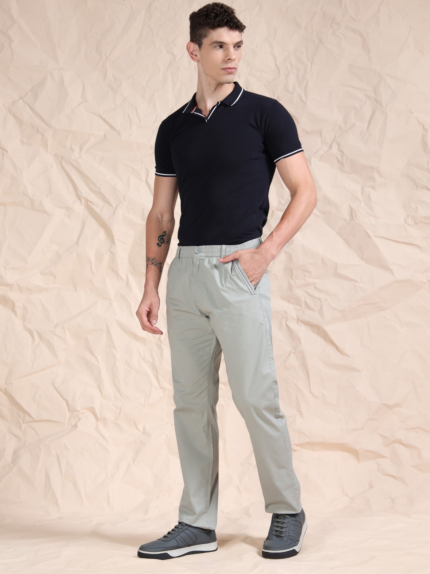 Cross Pocket Stretchable Grey Lounge Pants