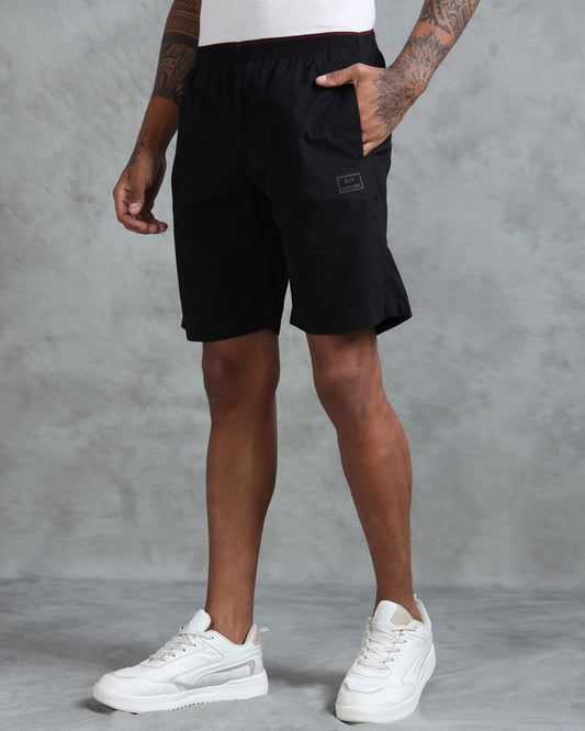 Solid Men Black Regular Shorts