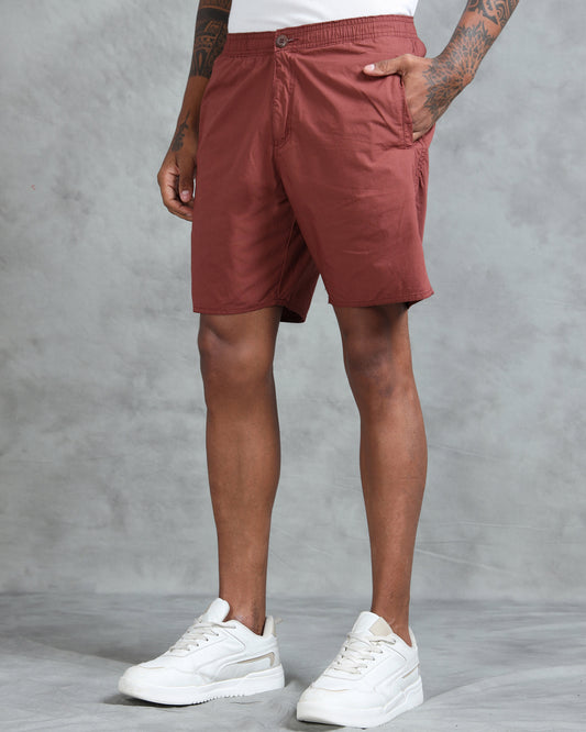 Solid Men B Rust Regular Shorts