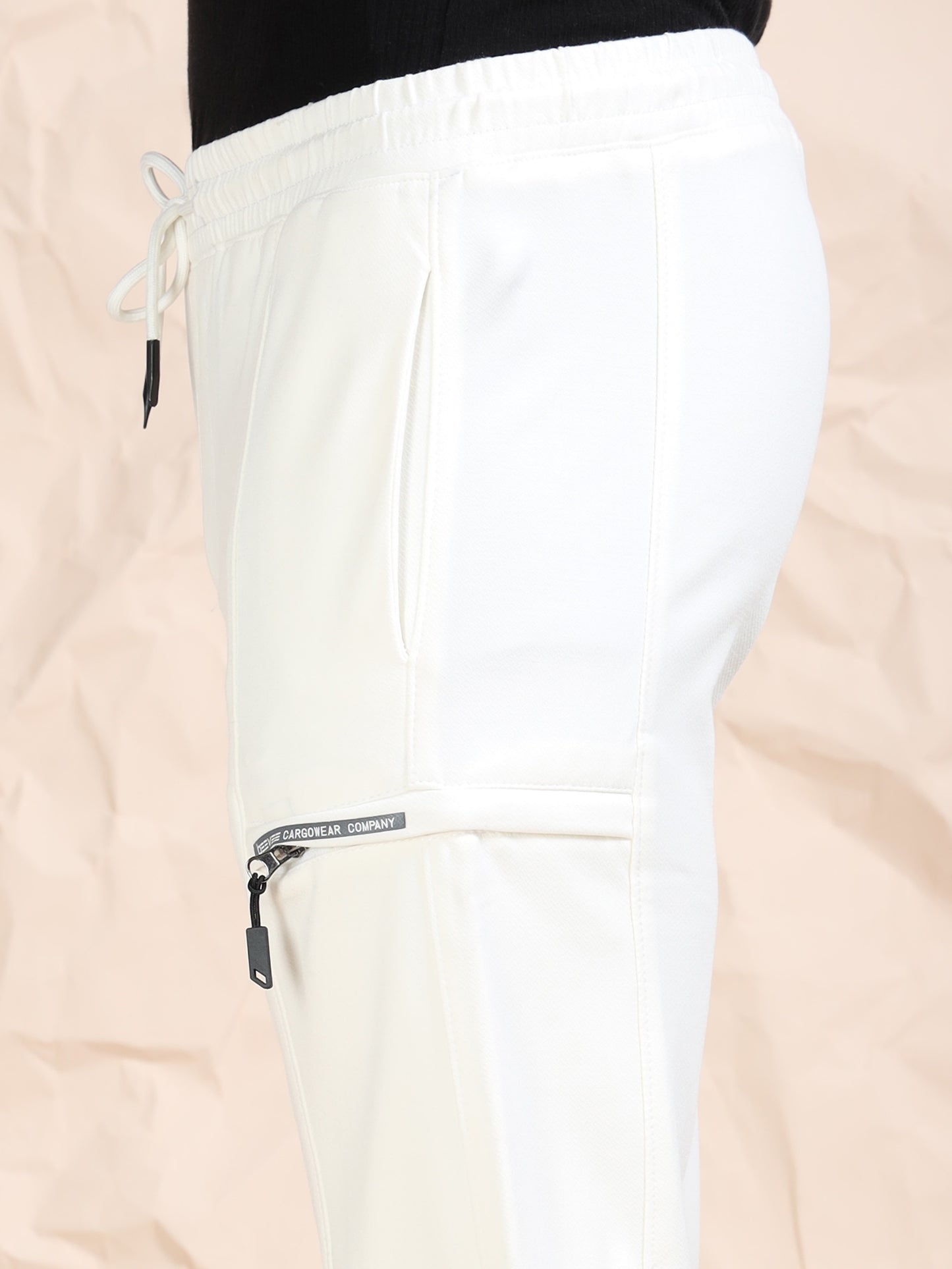Stretchable Light White Track Pant
