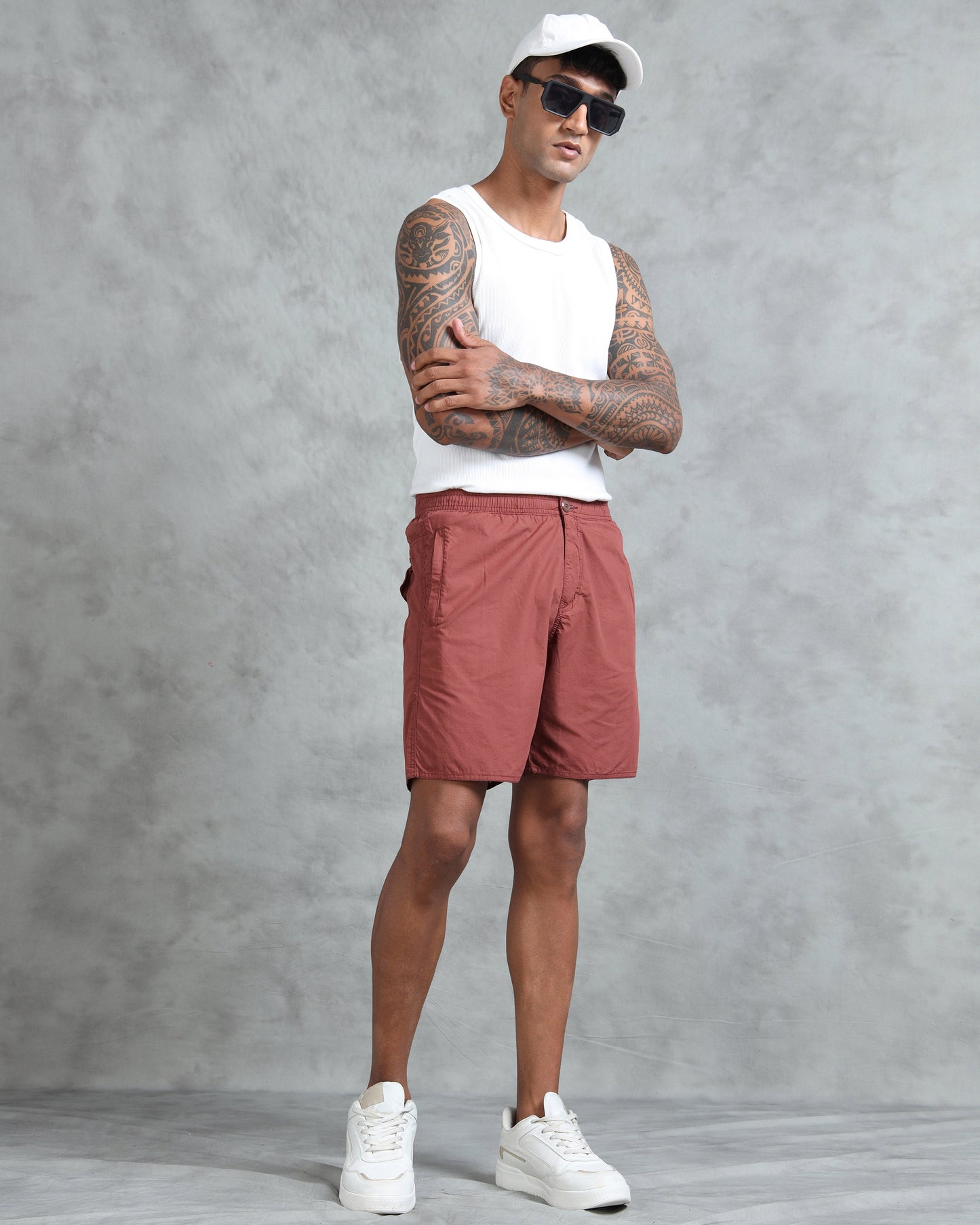 Solid Men B Rust Regular Shorts