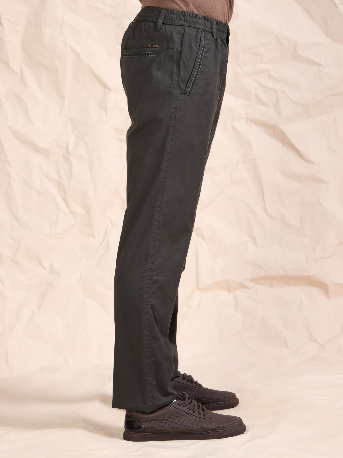 Cross Pocket Stretchable Olive Lounge Pants