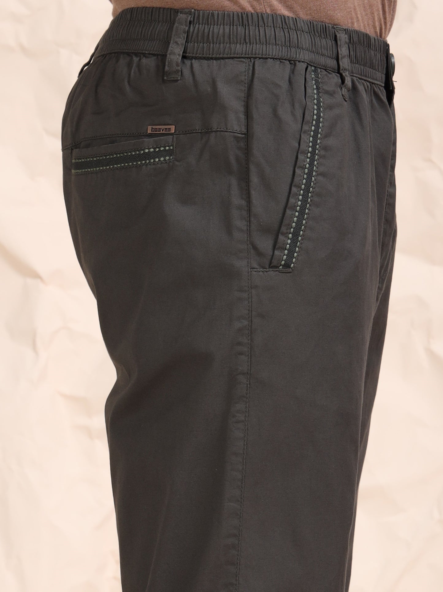 Cross Pocket Stretchable Olive Lounge Pants