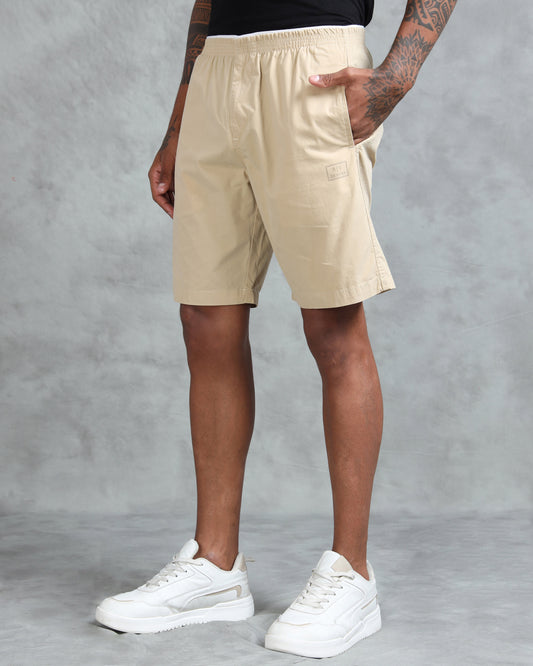 Solid Men Dark Beige Regular Shorts