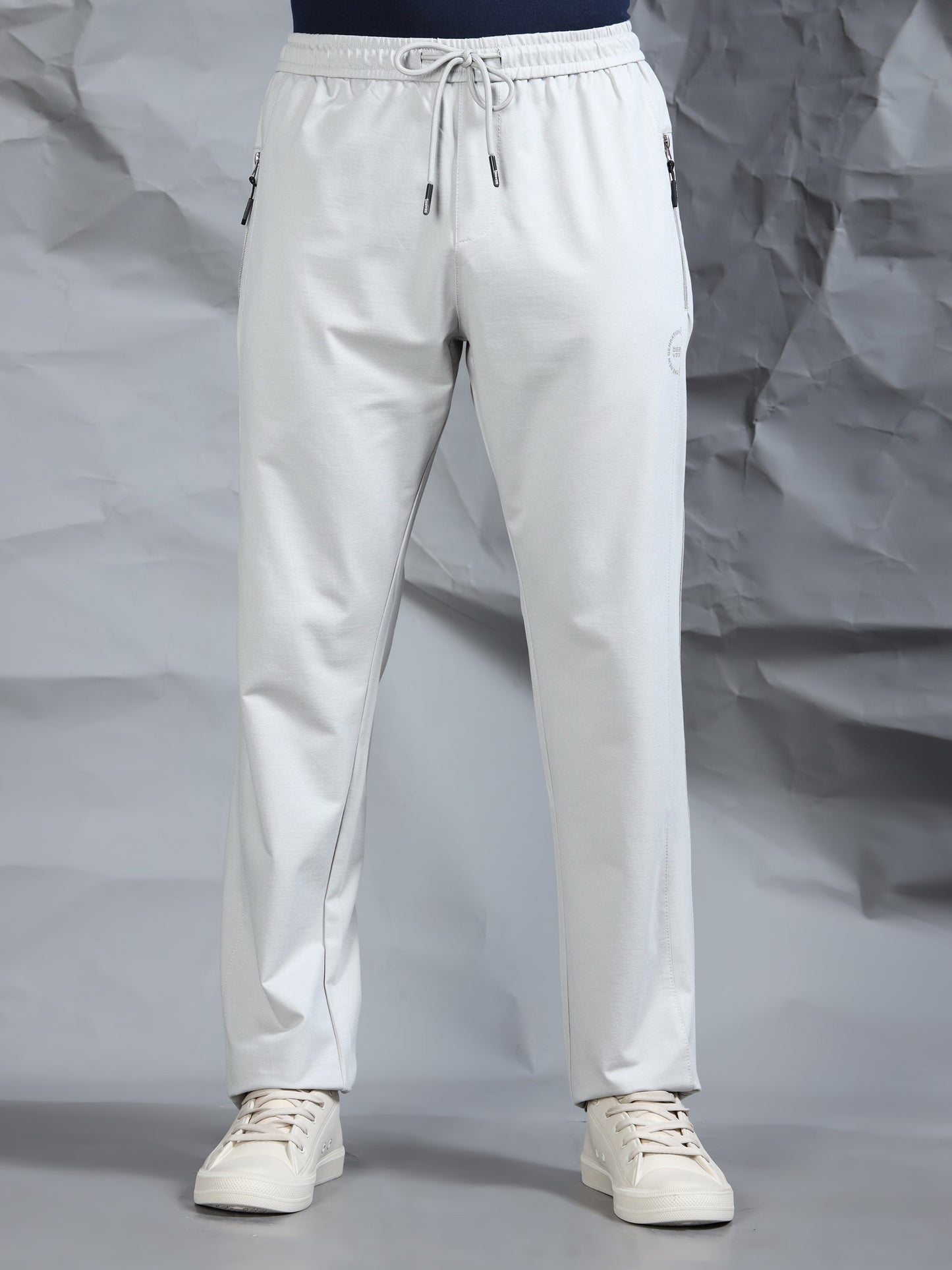 Light Grey Blend Knitted Stretchable Track Pant