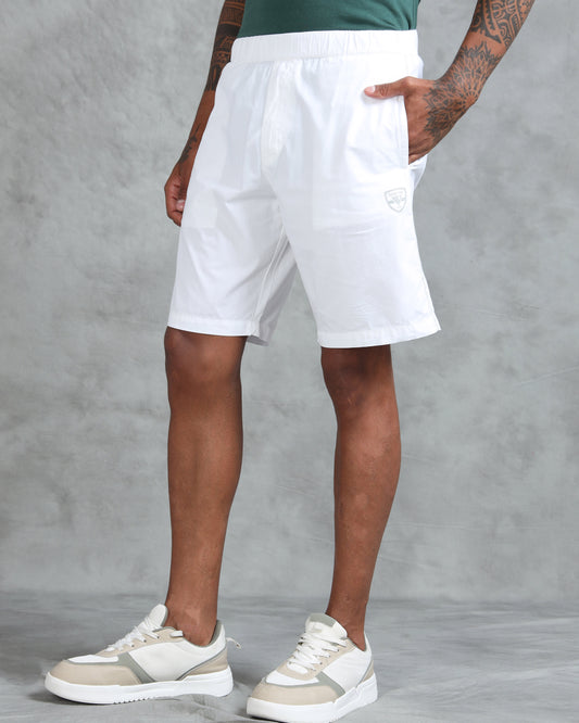 Solid Men White Regular Shorts