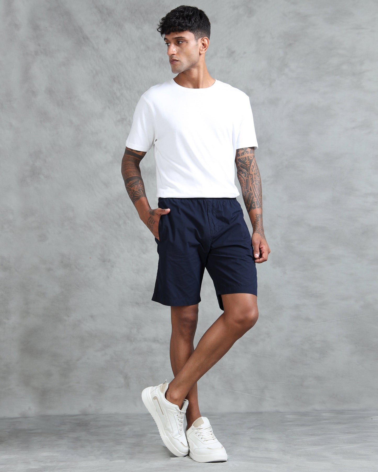 Solid Men Navy Regular Shorts