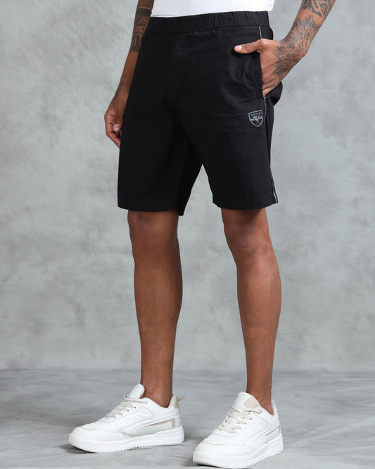 Solid Men Black Regular Shorts