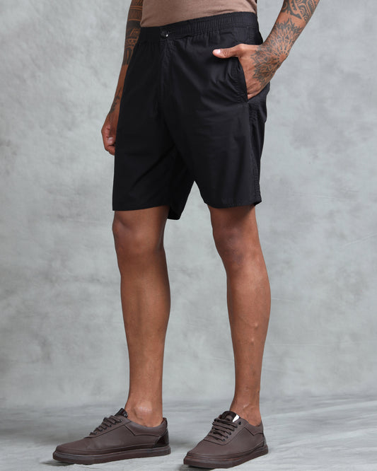 Solid Men Black Regular Shorts