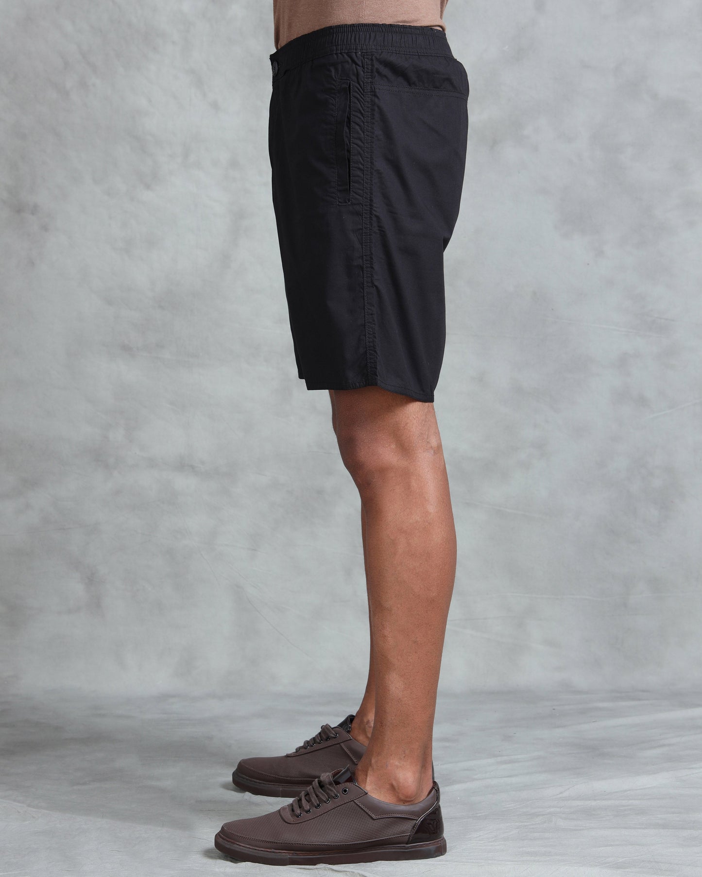 Solid Men Black Regular Shorts