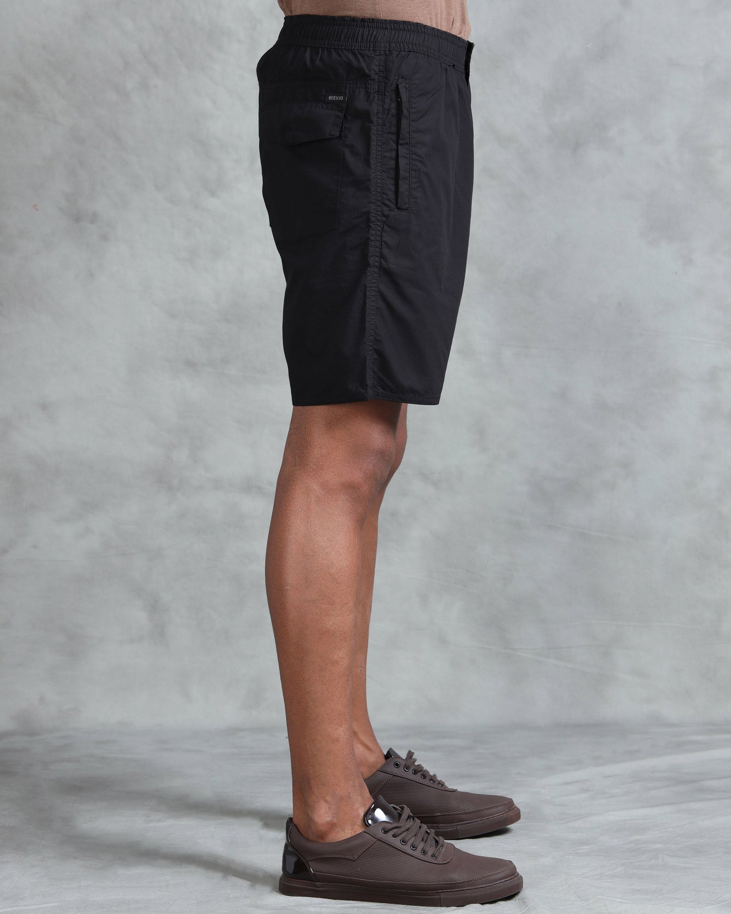 Solid Men Black Regular Shorts