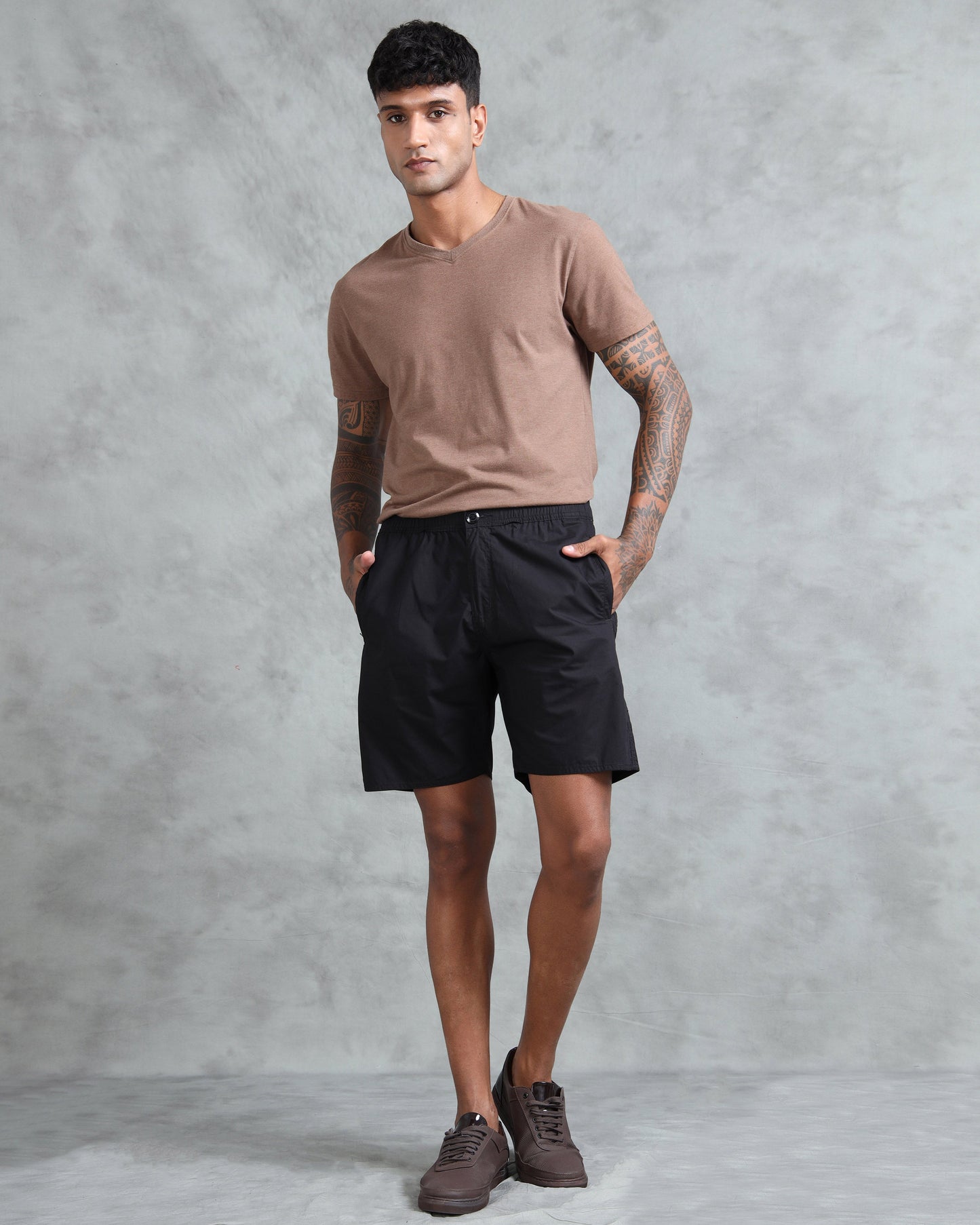 Solid Men Black Regular Shorts