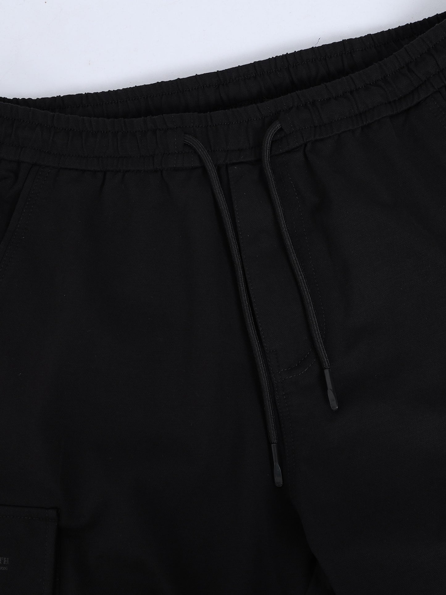 Black Stretchable Cargo Track Pant with Drawstring