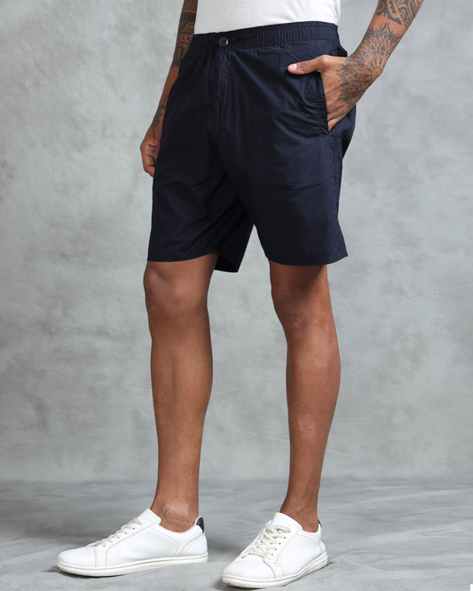 Solid Men Navy Regular Shorts