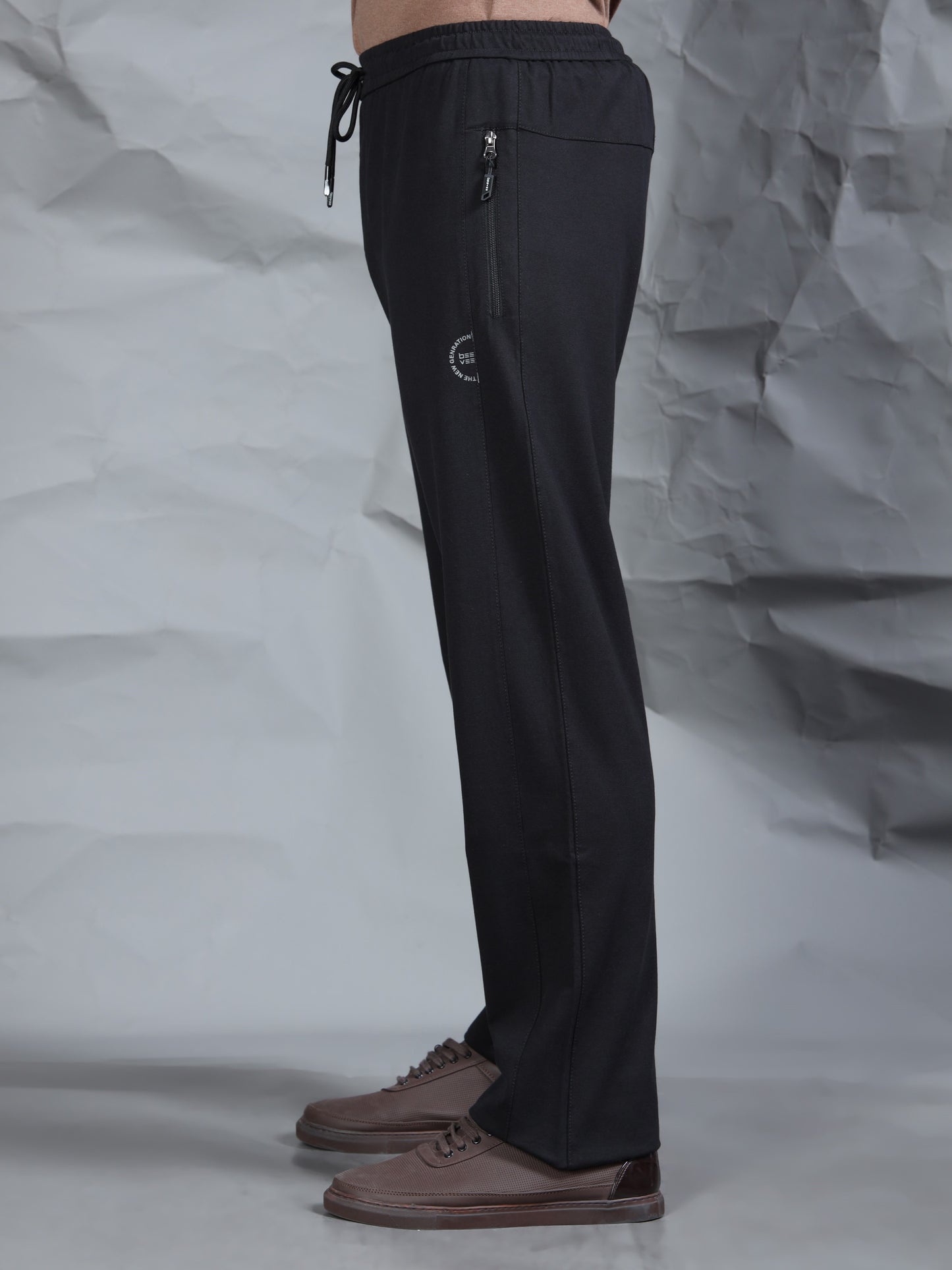 Black Stretchable Track Pant with Drawstring