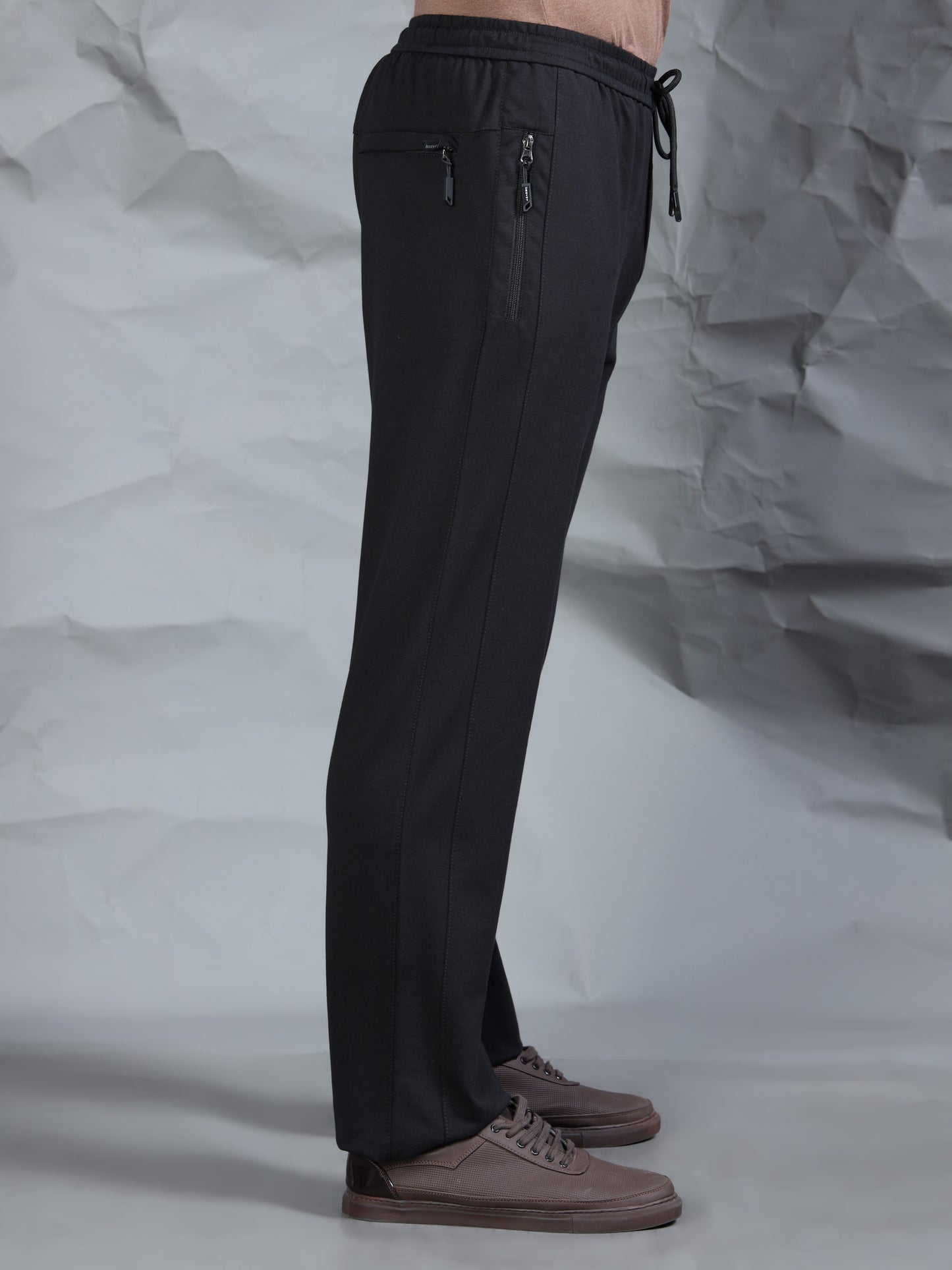 Black Stretchable Track Pant with Drawstring