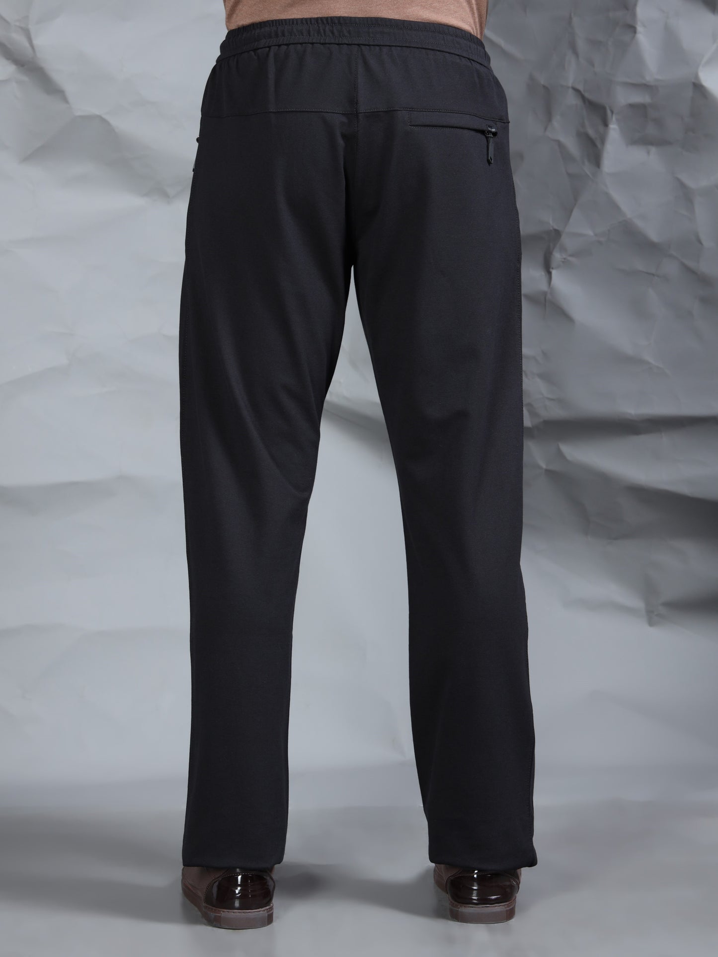 Black Stretchable Track Pant with Drawstring
