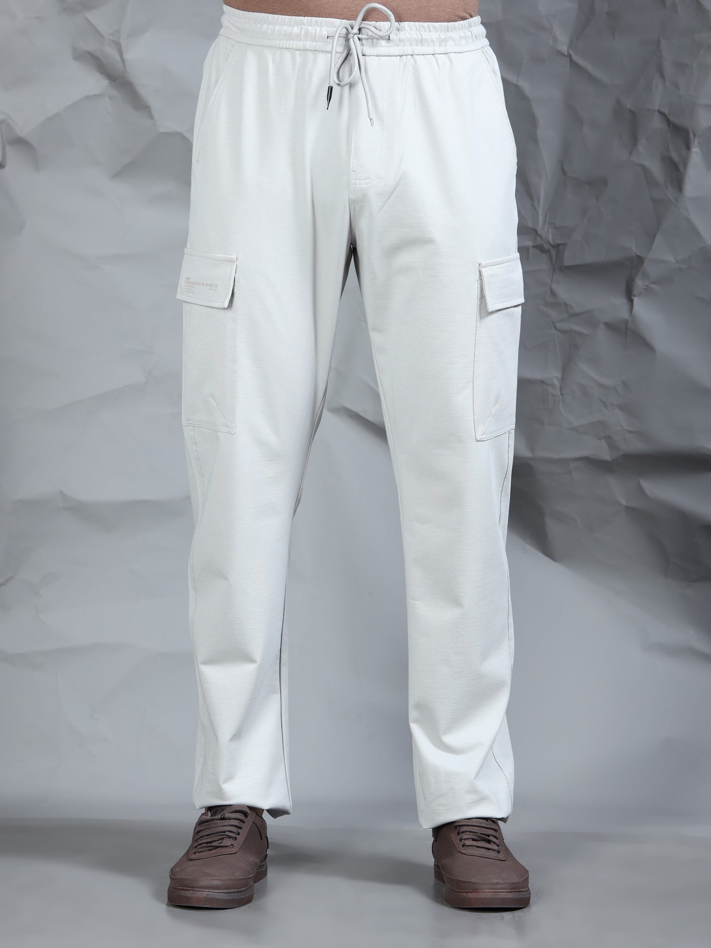 Light Grey Cotton Blend Knitted Stretchable Track Pant
