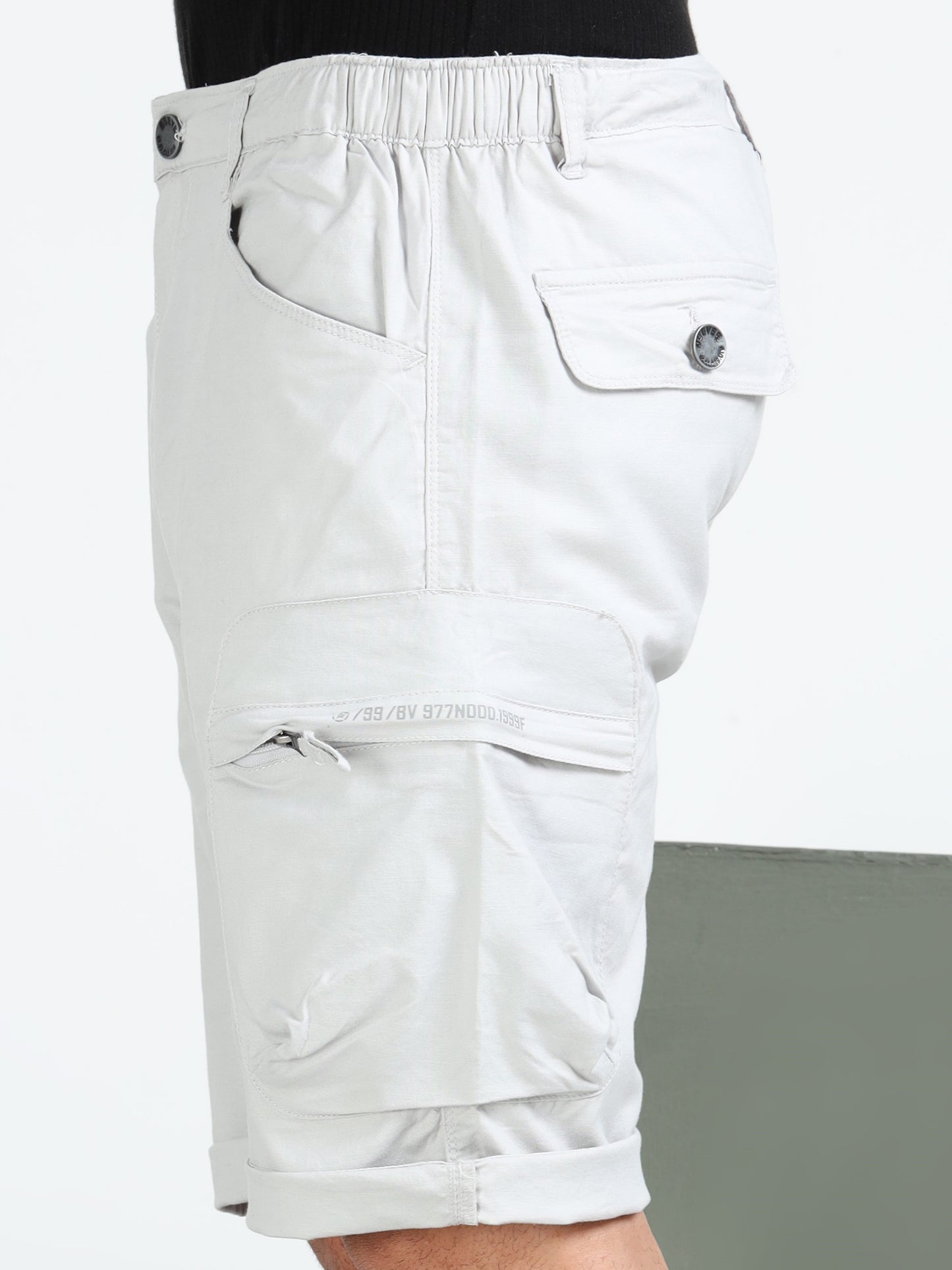 Light Grey Cotton Lycra Solid Shorts