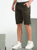 Men's Olive Solid Cotton Lycra Mid-Rise Casual Shorts