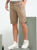Men's Mud Solid Cotton Lycra Mid-Rise Casual Shorts