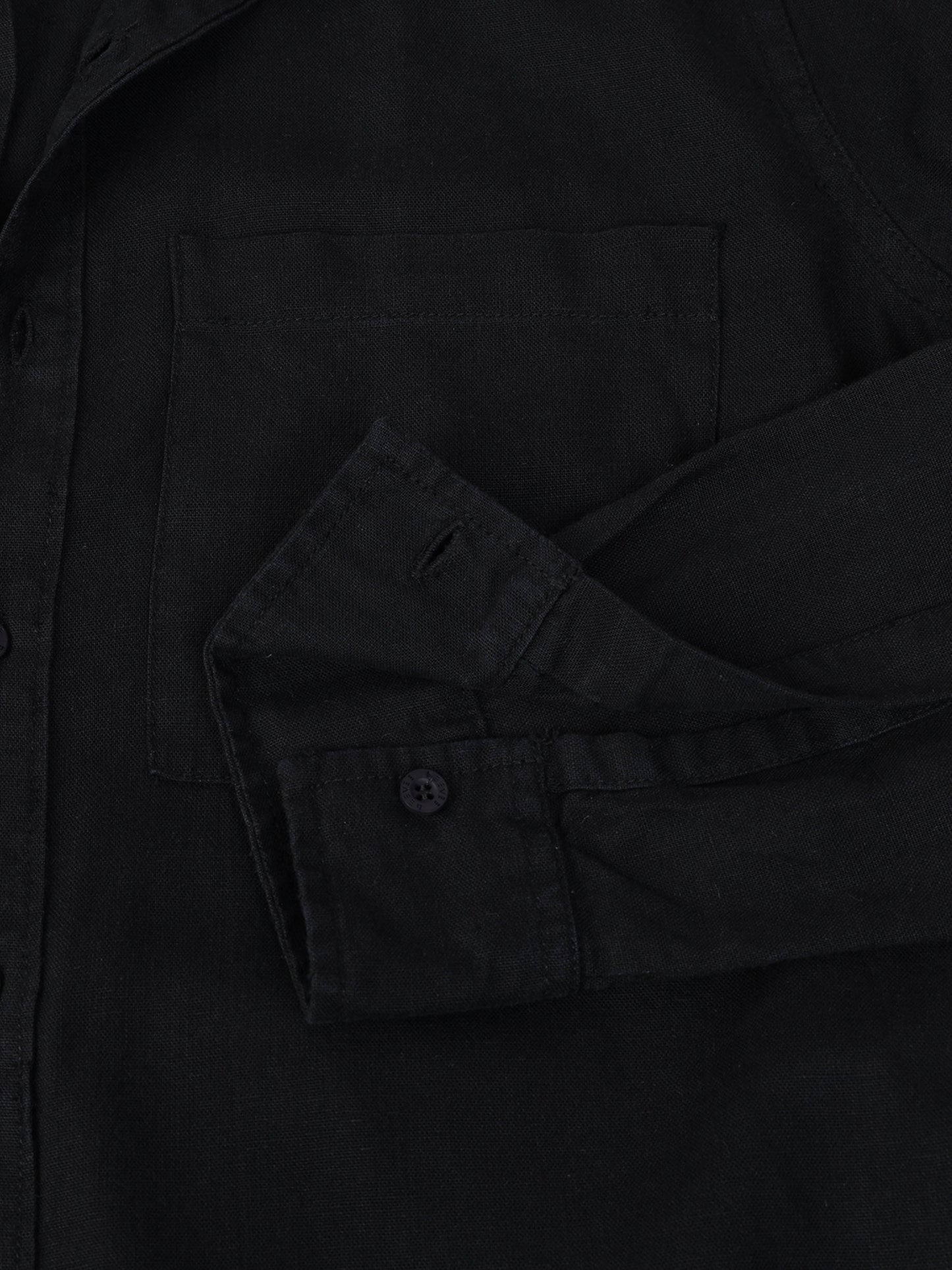 Full Sleeve Single Pocket Cotton Black Shirt