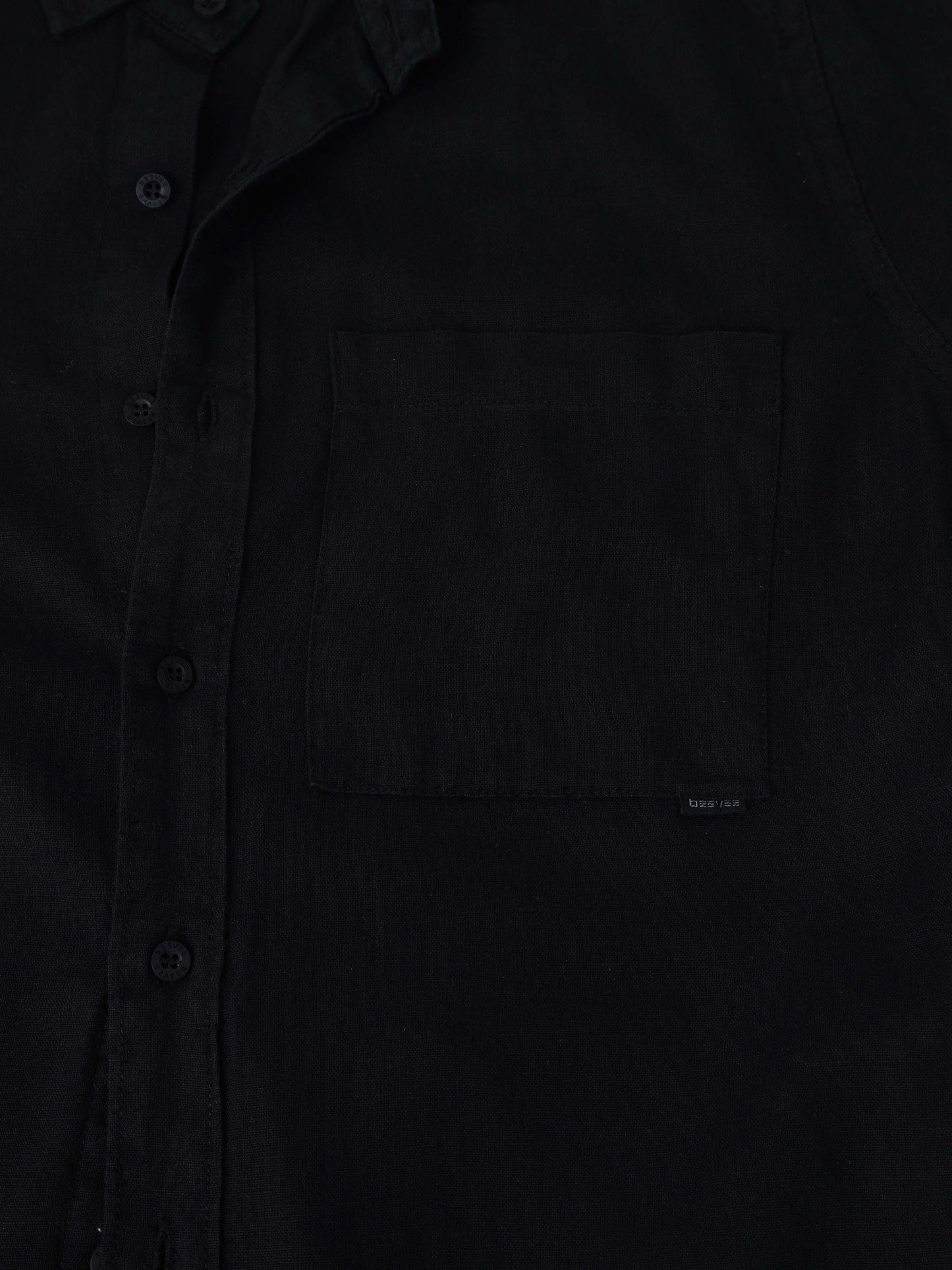Full Sleeve Single Pocket Cotton Black Shirt