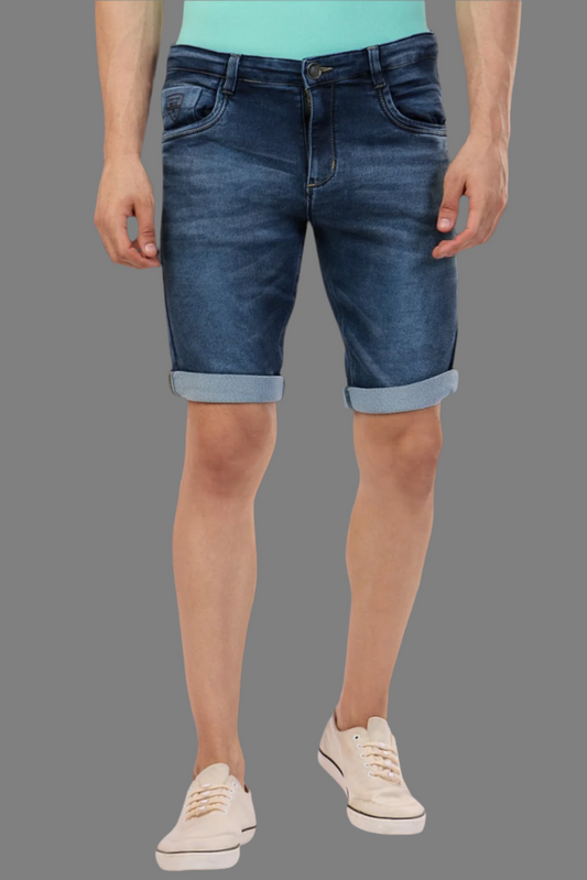 Dark Blue Stretchable Denim Shorts