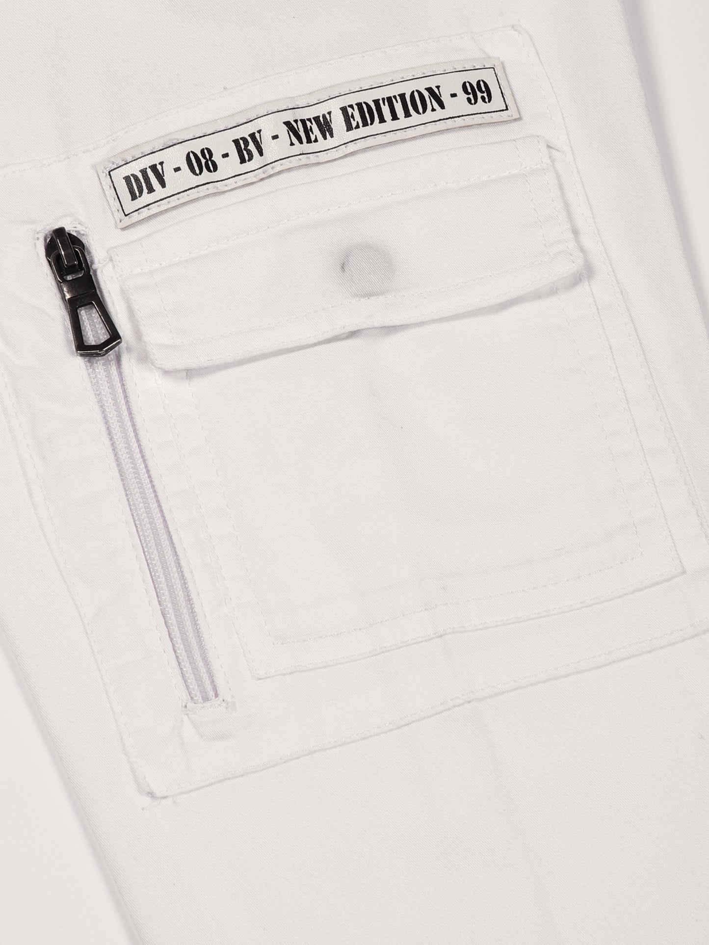 Zip Pocket Stretchable White Cargo Shirt