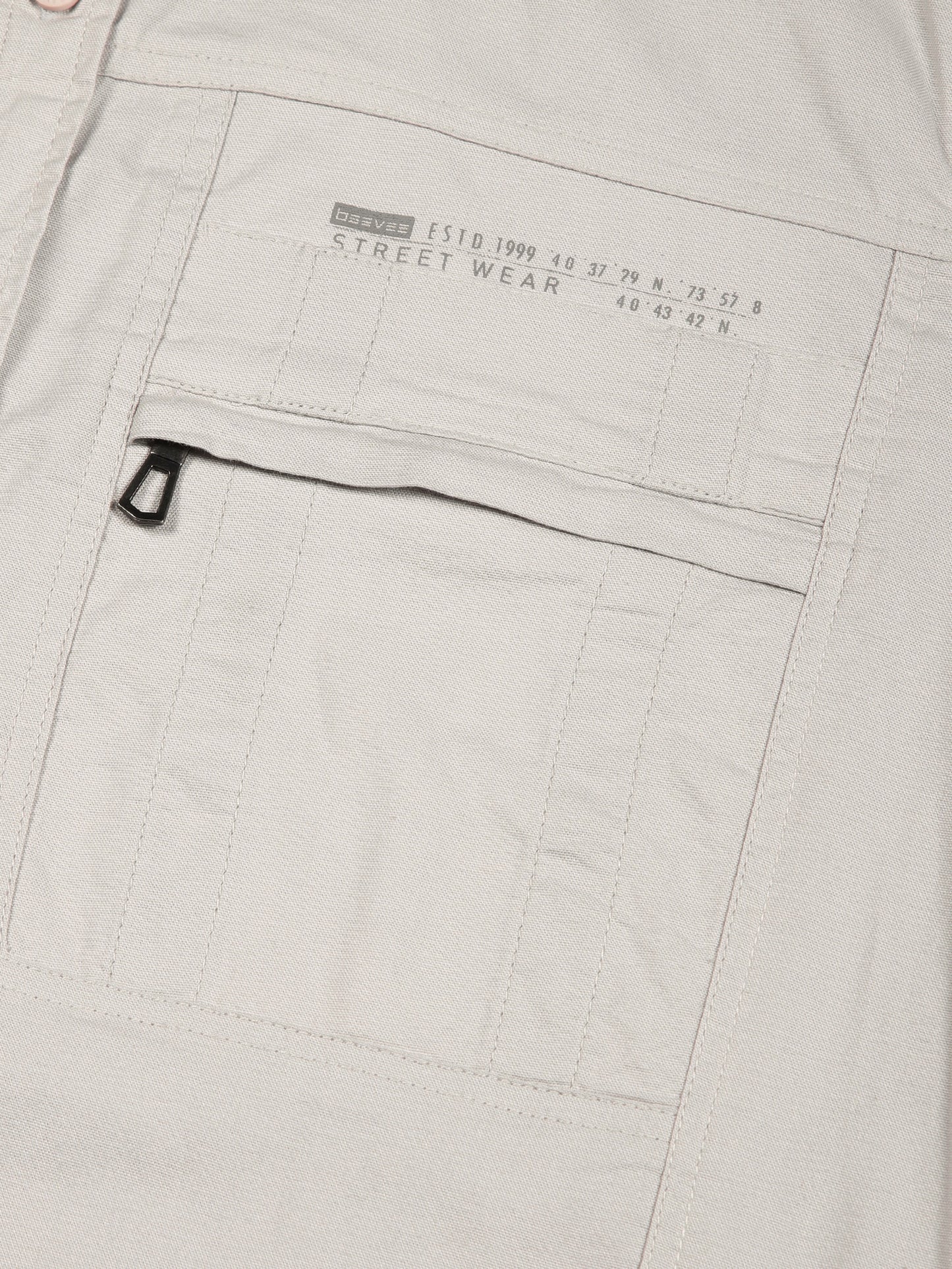 Multi Pocket with Zip Stretchable Light Grey Cargo Shirt
