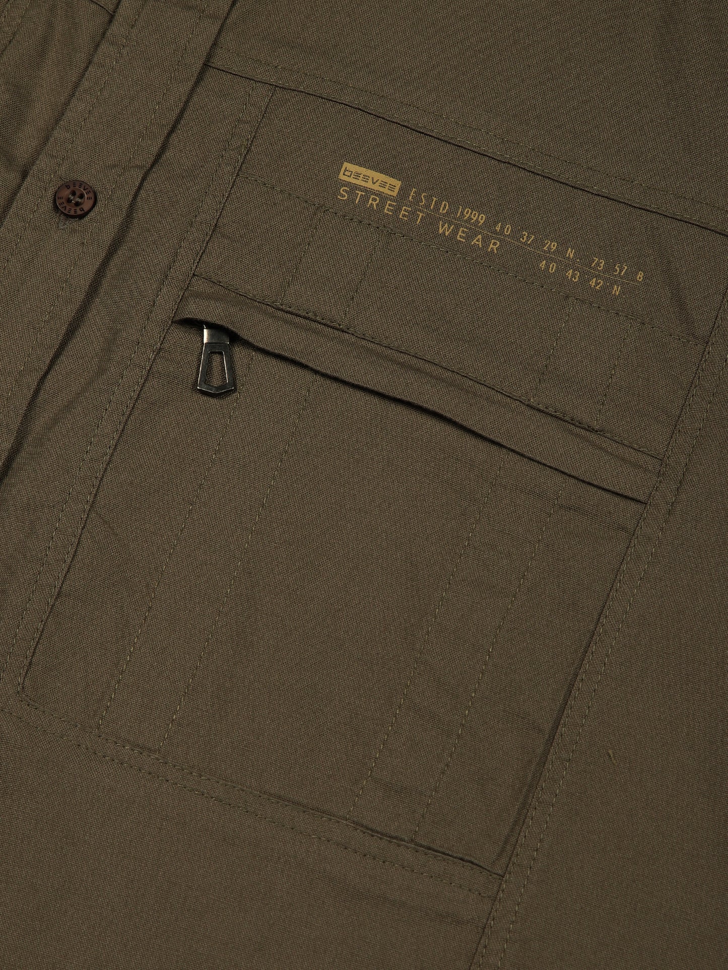 Multi Pocket with Zip Stretchable Green Cargo Shirt