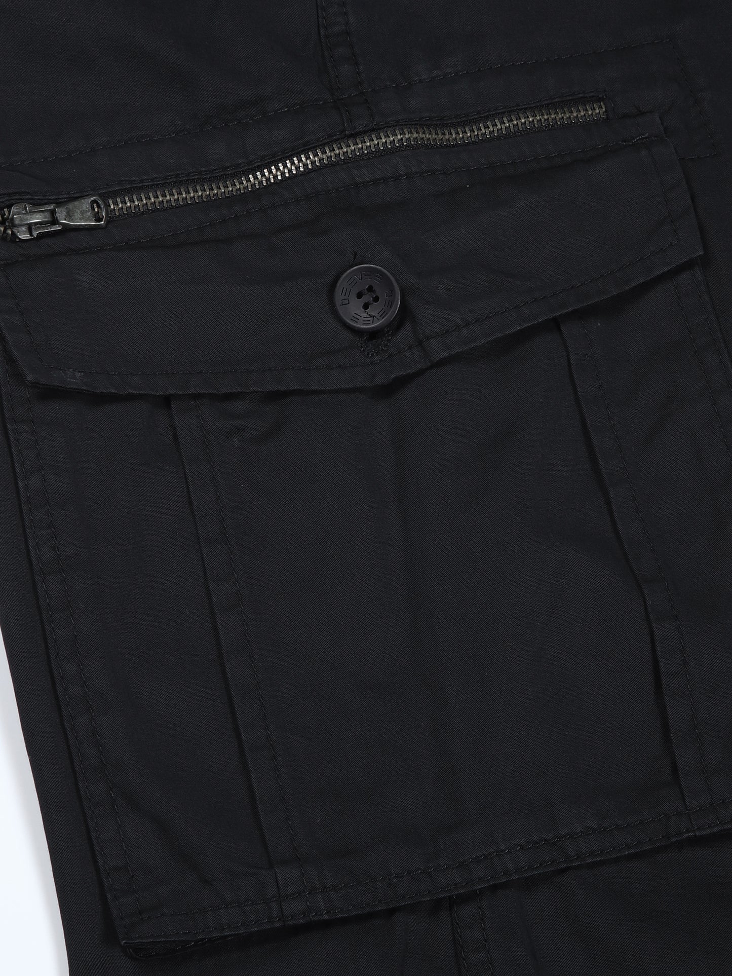 BEEVEE Men's Solid Navy Cargo Pants with Belt