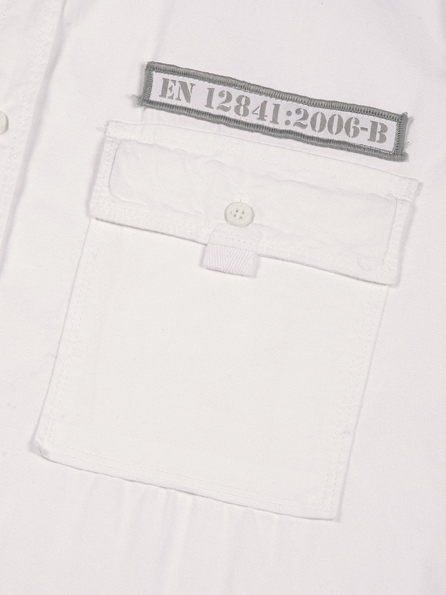 Zip Pocket Stretchable White Cargo Shirt