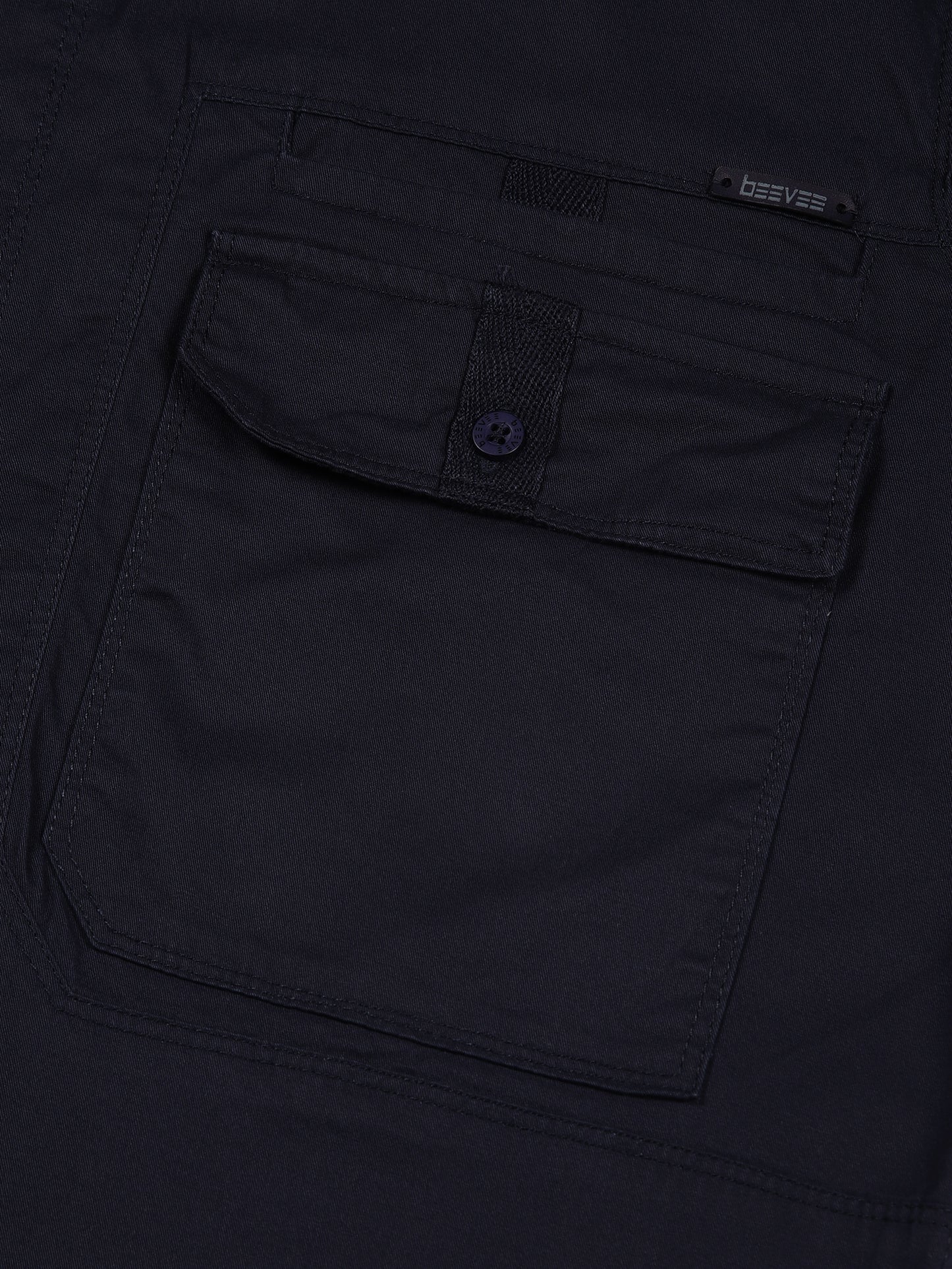 Double Pocket Stretchable Navy Cargo Shirt