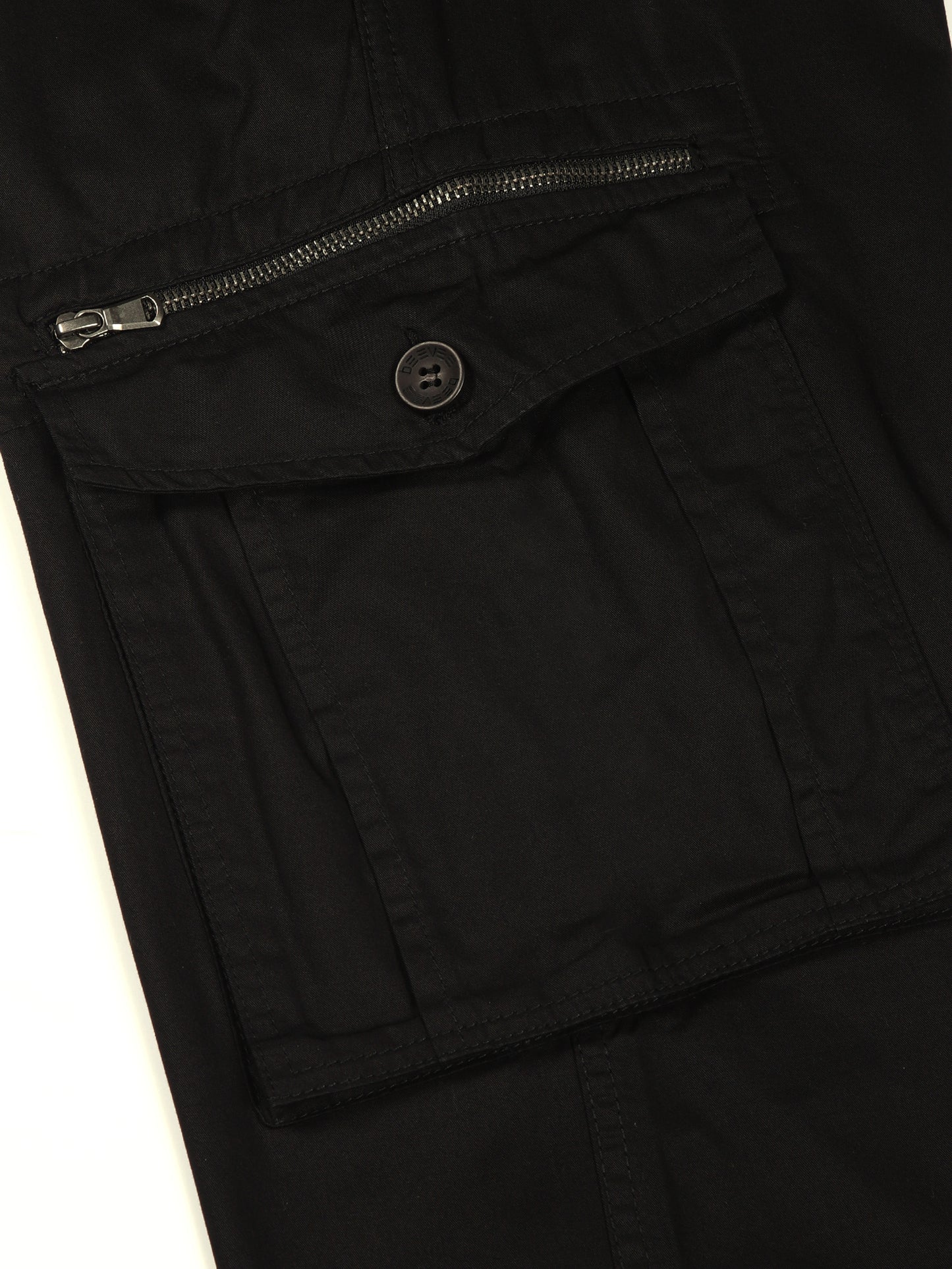 BEEVEE Men's Solid Black Cargo Pants with Belt