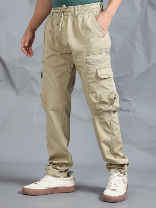 Cotton Blend  Khaki Cargo Pant with 6 Pockets