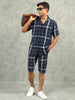 Checkered Navy Regular Fit Knee-Length Casual Co-ord Set