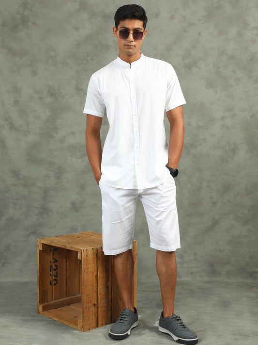 White Regular Fit Solid Co-ord Sets