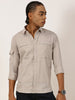 Multi Pocket Grey Cargo Shirt