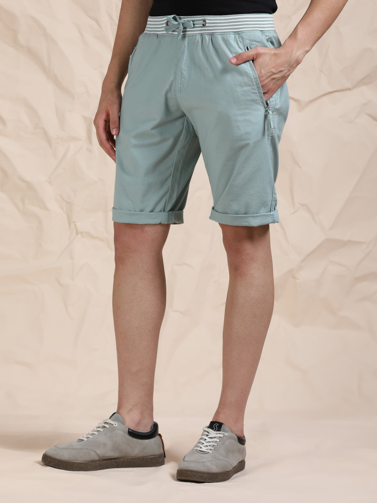 Mint Casual Cotton Lycra Shorts