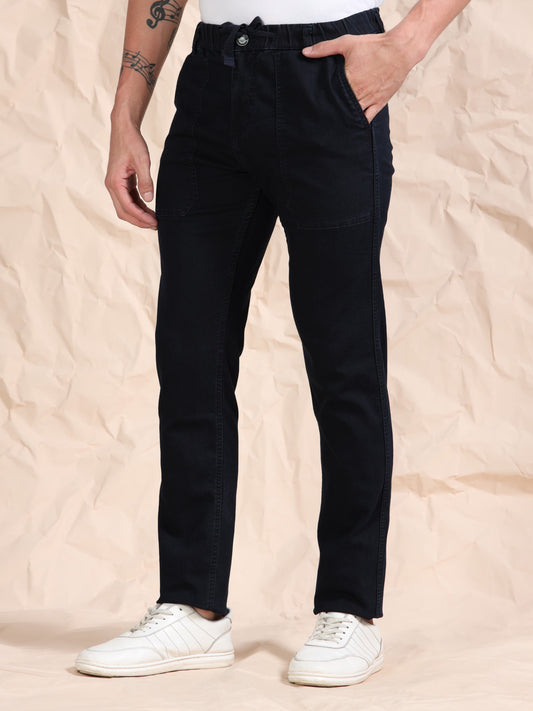 Indigo Denim Cotton Blend Solid Mid Rise Pyjama