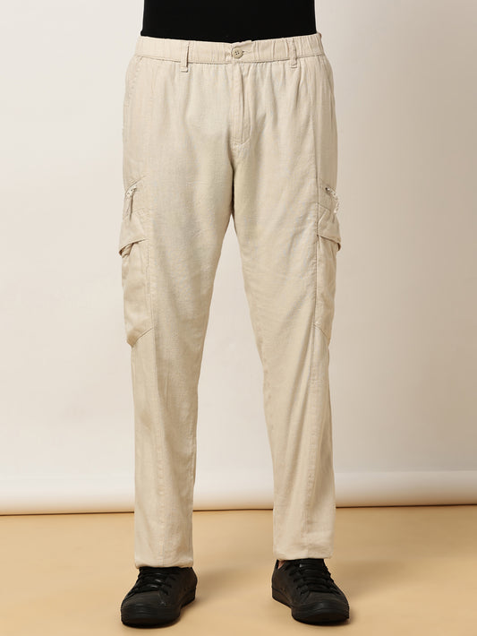 Linen Elasticated Waist Zip Pocket Black Lounge Pants