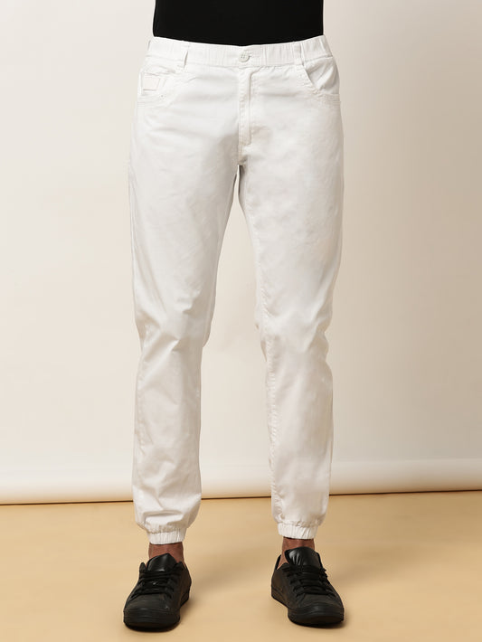 White Elasticated Waist Stretchable Jogger Lounge Pants