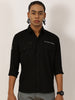 Zip Pocket Stretchable Black Cargo Shirt