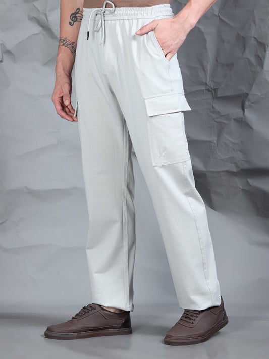 Light Grey Cotton Blend Knitted Stretchable Track Pant
