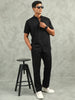 Black Regular Fit Half Sleeve Solid Casual Co-ord Sets