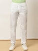 Elasticated Waist Zip Pocket Stretchable White Lounge Pants with Side Tape